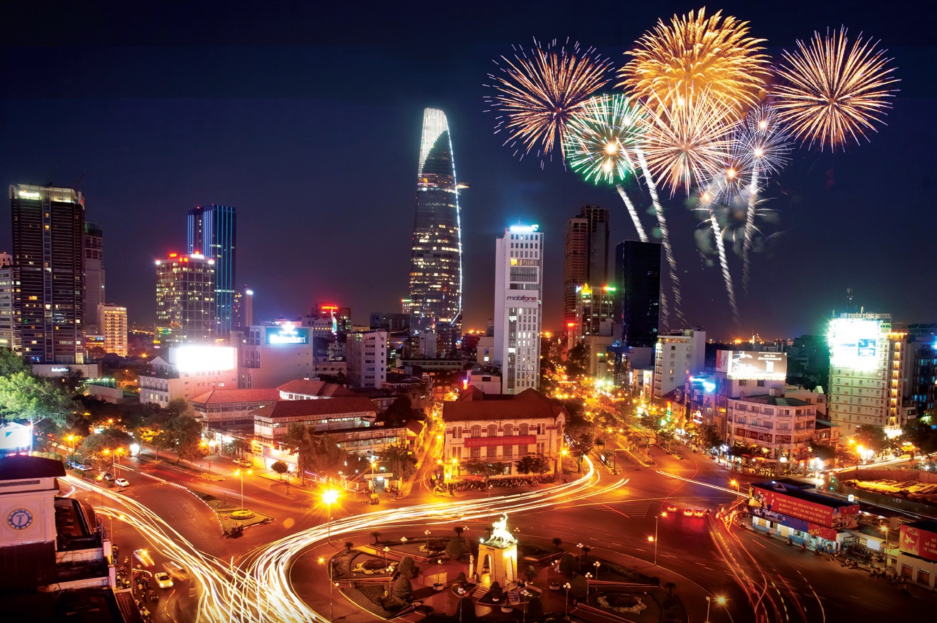 Hình ảnh pháo hoa đẹp tại Sài Gòn